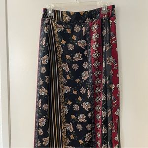 A Line Paisley Maxi Skirt W Side Slit Nastygal Invisible Zipper Sz 6 Fall Colors